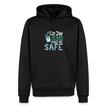 Grün werden und sicher sein Klimawandel - Männer Premium Bio Hoodie - Schwarz - Vorne - Nico (187cm)