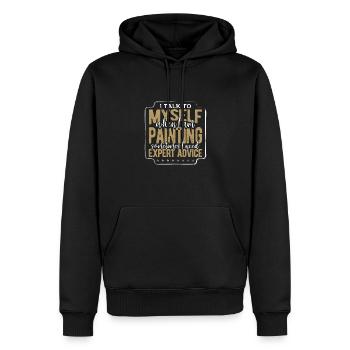 Maler Geschenk Sprich mit mir selbst, wenn Malerei braucht - Männer Premium Bio Hoodie - Schwarz - Vorne - Nico (187cm)