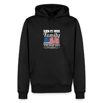 Glaube Familie Schusswaffen Freiheit Amerikanische Flagge - Männer Premium Bio Hoodie - Schwarz - Vorne - Nico (187cm)
