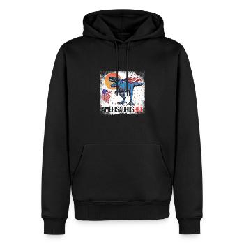 Patriotic Amerisaurus Rex Fun Dinosaur Waving - Men’s Premium Organic Hoodie - black - Front - Nico (187cm)