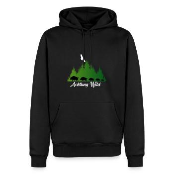 Attention jeu, pourriture, forêt, nature, aigles, sangliers - Sweat à capuche Premium bio Homme - noir - Devant - Nico (187cm)