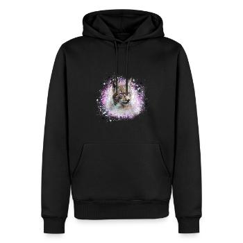 luchs,katze,pink,malerei,aquarell,rosa - Männer Premium Bio Hoodie - Schwarz - Vorne - Nico (187cm)
