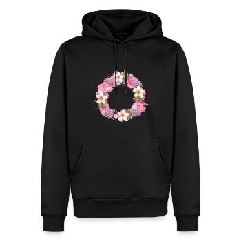 vide,fleurs,couronne de fleurs,floral,aquarelle - Sweat à capuche Premium bio Homme - noir - Devant - Nico (187cm)