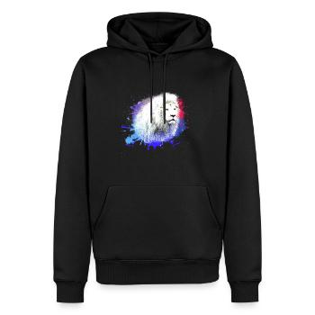 Lion blanc,Lion,Coloré,Graffiti,Peinture - Sweat à capuche Premium bio Homme - noir - Devant - Nico (187cm)