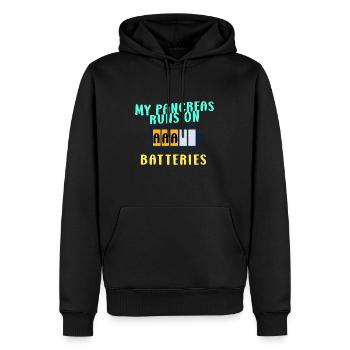 Mon pancréas fonctionne avec des piles AAA W - Sweat à capuche Premium bio Homme - noir - Devant - Nico (187cm)