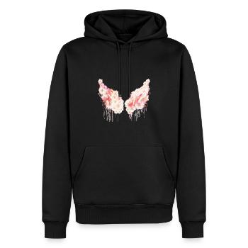 Ailes d’ange,ailes,magnolienl,fleurs,ailes d’ange - Sweat à capuche Premium bio Homme - noir - Devant - Nico (187cm)