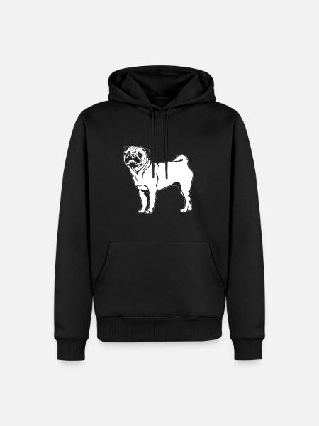Mops lustige Hunde Hund Portrait Wilsigns - Männer Premium Bio Hoodie - Schwarz