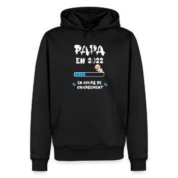 papa en 2022 - Sweat à capuche Premium bio Homme - noir - Devant - Nico (187cm)