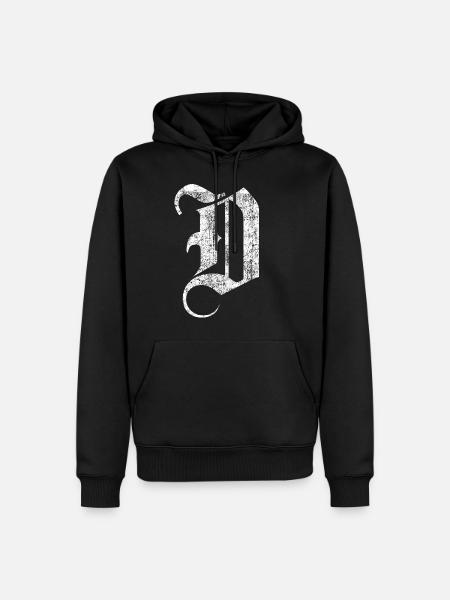 Tshirt alphabet initiale D - Sweat à capuche Premium bio Homme - noir
