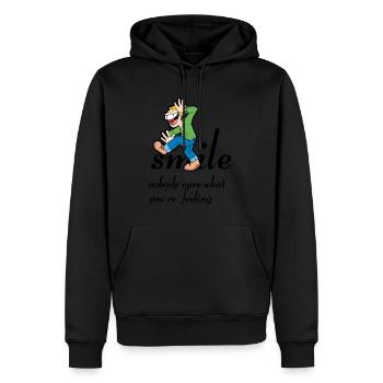 gimlach,lijpe pas de stress,pas de panique - Sweat à capuche Premium bio Homme - noir - Devant - Nico (187cm)