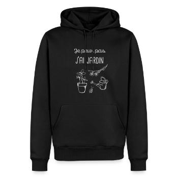 Je peux pas j'ai jardinage - Sweat à capuche Premium bio Homme - noir - Devant - Nico (187cm)