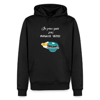 Je peux pas j'ai moules frites - Sweat à capuche Premium bio Homme - noir - Devant - Nico (187cm)