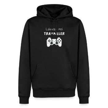 Laissez-moi travailler - Sweat à capuche Premium bio Homme - noir - Devant - Nico (187cm)