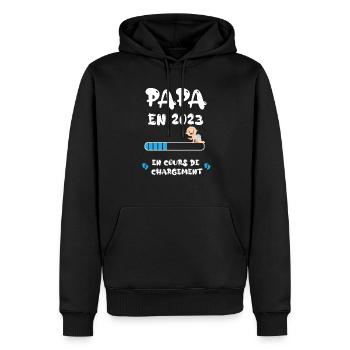 PAPA en 2023 - Sweat à capuche Premium bio Homme - noir - Devant - Nico (187cm)
