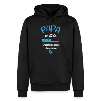 Père en 2023 Garçon - Sweat à capuche Premium bio Homme - noir - Devant - Nico (187cm)