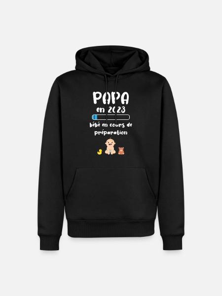 Papa en 2023, bébé - Sweat à capuche Premium bio Homme - noir