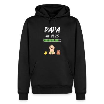 Futur Papa 2023 - Sweat à capuche Premium bio Homme - noir - Devant - Nico (187cm)