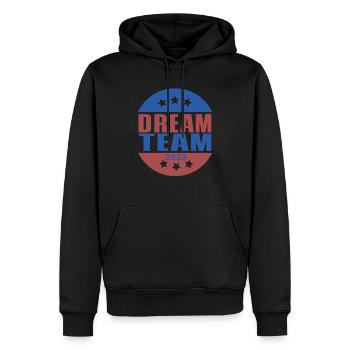Dream Team - Männer Premium Bio Hoodie - Schwarz - Vorne - Nico (187cm)