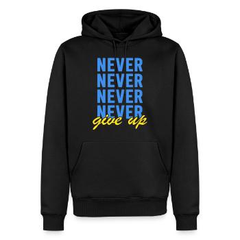 UKRAINE support ukraine never give up - Männer Premium Bio Hoodie - Schwarz - Vorne - Nico (187cm)