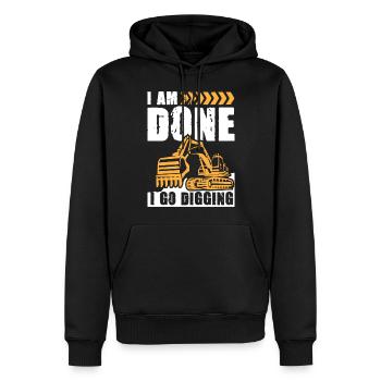 Je vais creuser une excavatrice - Sweat à capuche Premium bio Homme - noir - Devant - Nico (187cm)