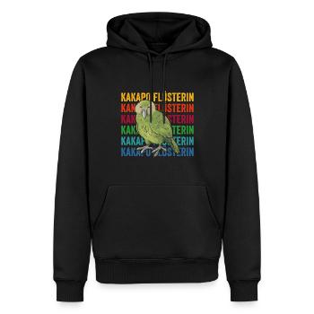 Kakapo Flüsterin Retro Papagei - Männer Premium Bio Hoodie - Schwarz - Vorne - Nico (187cm)