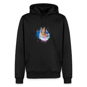 kaninchen ,hase, aquarell, Graffiti, Malerei,bunt - Männer Premium Bio Hoodie - Schwarz - Vorne - Nico (187cm)