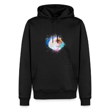 Cochons d’Inde, graffiti, peinture, coloré - Sweat à capuche Premium bio Homme - noir - Devant - Nico (187cm)