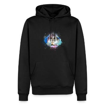 hamster, graffiti,malerei,blau,türkis,zwerghamster - Männer Premium Bio Hoodie - Schwarz - Vorne - Nico (187cm)