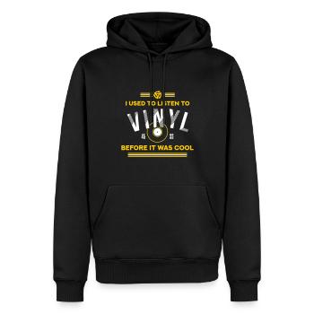 Des gens cool écoutent du vinyle - Sweat à capuche Premium bio Homme - noir - Devant - Nico (187cm)