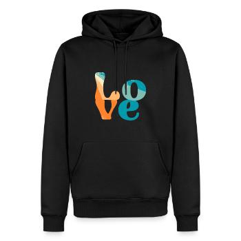 schrift,retro,bunt,typo,abstrakt,bunt - Männer Premium Bio Hoodie - Schwarz - Vorne - Nico (187cm)