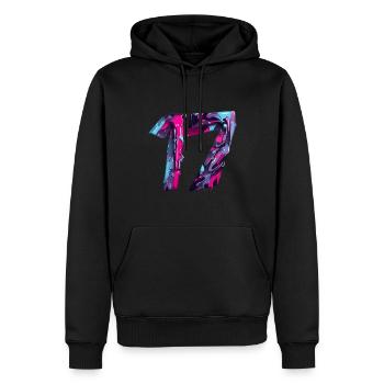 NR. 17 NUMMER 17 COOL 17. GEBURTSTAG - Männer Premium Bio Hoodie - Schwarz - Vorne - Nico (187cm)