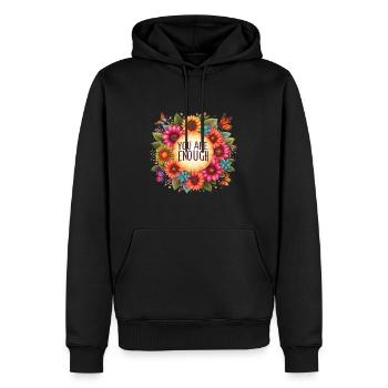 You Are Enough - self love - Men’s Premium Organic Hoodie - black - Front - Nico (187cm)