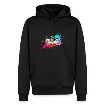 Fahrrad,malerei, illustration, wasserfarbe,bunt - Männer Premium Bio Hoodie - Schwarz - Vorne - Nico (187cm)