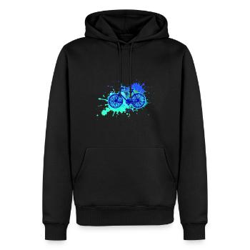 Fahrrad,malerei, illustration, wasserfarbe,bunt - Männer Premium Bio Hoodie - Schwarz - Vorne - Nico (187cm)