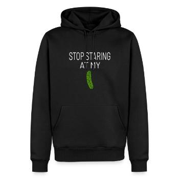 Humour Homme Concombre Arrête de regarder mon cornichon - Sweat à capuche Premium bio Homme - noir - Devant - Nico (187cm)