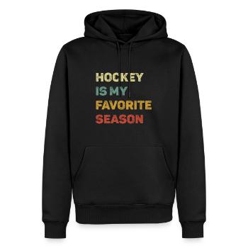 Hockey Is My Favorite Season Retro - Men’s Premium Organic Hoodie - black - Front - Nico (187cm)
