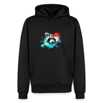 Raccoon,Bear,Graffiti,Painting,Colorful - Men’s Premium Organic Hoodie - black - Front - Nico (187cm)