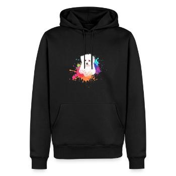 malteser, chien, coloré, chien, peinture, graffiti, - Sweat à capuche Premium bio Homme - noir - Devant - Nico (187cm)