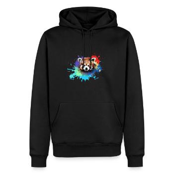 Panda rouge, graffiti, peinture, ours panda, ours, coloré - Sweat à capuche Premium bio Homme - noir - Devant - Nico (187cm)
