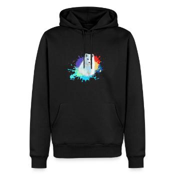 polarfuchs, fuchs,mint,aquarell ,malerei,bunt - Männer Premium Bio Hoodie - Schwarz - Vorne - Nico (187cm)