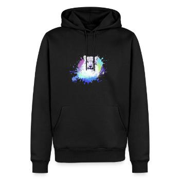 schneeleopard,katze,leopard, jaguar,bunt - Männer Premium Bio Hoodie - Schwarz - Vorne - Nico (187cm)