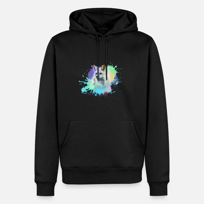 fuchs ,Graffiti, Malerei,fuchs ,aquarell - Männer Premium Bio Hoodie - Schwarz