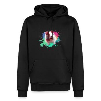Cochons d’Inde, graffiti, peinture, coloré - Sweat à capuche Premium bio Homme - noir - Devant - Nico (187cm)