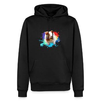 Cochons d’Inde, graffiti, peinture, coloré - Sweat à capuche Premium bio Homme - noir - Devant - Nico (187cm)
