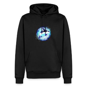 Baleine, Terre, Peinture, Bleu, Épaulard, Mer, Planète - Sweat à capuche Premium bio Homme - noir - Devant - Nico (187cm)