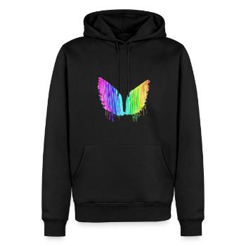 Angelwings,Ailes,Aquarelle,Ailes d’Ange,Coloré,LGBT - Sweat à capuche Premium bio Homme - noir - Devant - Nico (187cm)