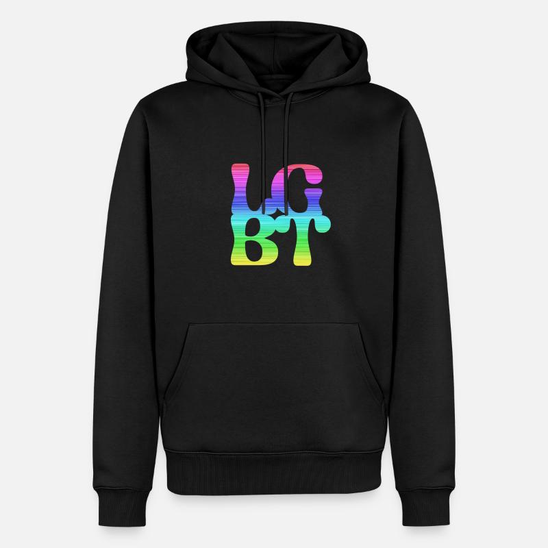 lgbt,typo,pride,regenbogen - Männer Premium Bio Hoodie - Schwarz