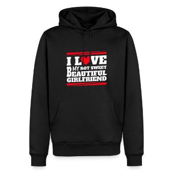 Paare Liebe Herz Freund Geschenkidee Beziehung - Männer Premium Bio Hoodie - Schwarz - Vorne - Nico (187cm)