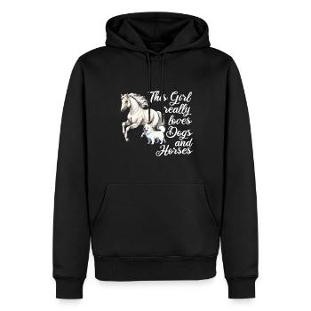 Pferd Pferde und Hund Hund Geschenk - Männer Premium Bio Hoodie - Schwarz - Vorne - Nico (187cm)