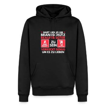 Hart genug um Brandschutzbeauftragter zu sein - Männer Premium Bio Hoodie - Schwarz - Vorne - Nico (187cm)